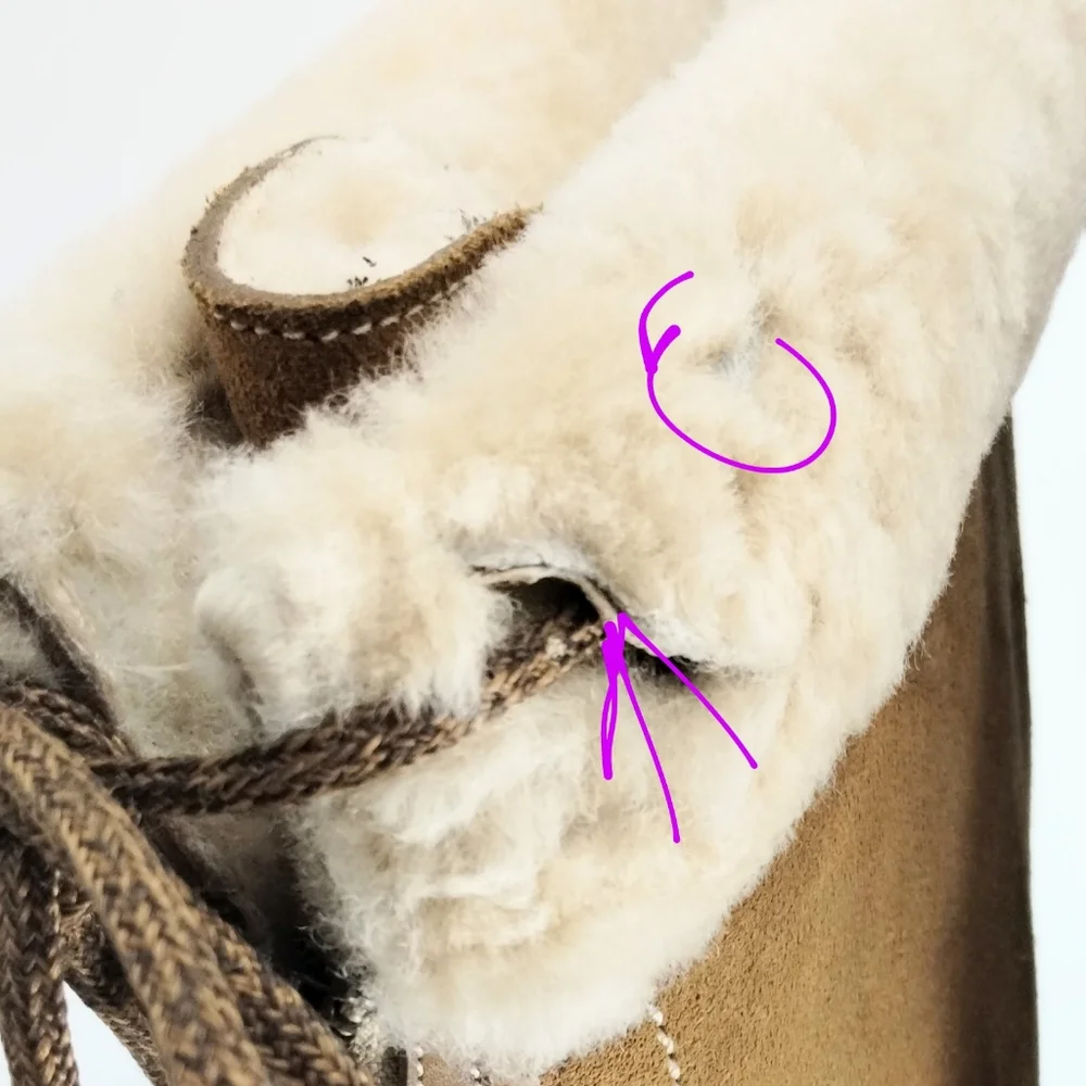 Cole‎ Haan Tall Boots Suede Sheep Shearling Zip Front - Picture 10 of 16